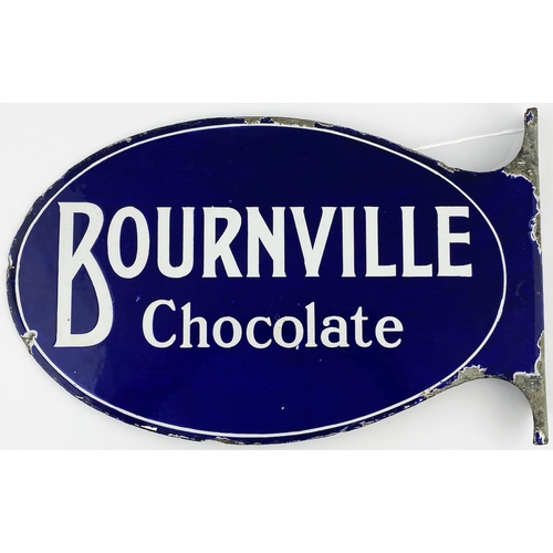 347 - BOURNEVILLE & CADBURYS CHOCOLATE ENAMEL SIGN. 13 x 8.25ins. Small double sided cut out oval sign wit... 