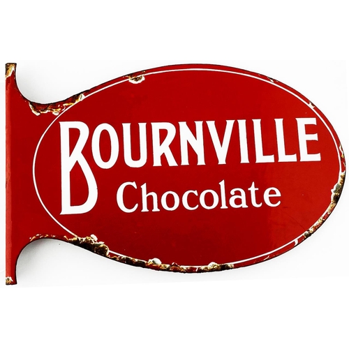 348 - BOURNEVILLE CHOCOLATE ENAMEL SIGN. 13 x 8.25ins. Sister to previous lot? Small double sided cut out ... 