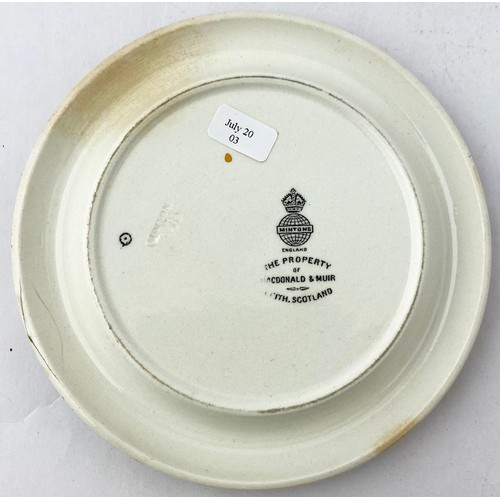 107 - MACDONALD & MUIR LEITH SCOTCH WHISKY ASHTRAY. 5.2ins diam. Dished centre, black outer letters & cent... 