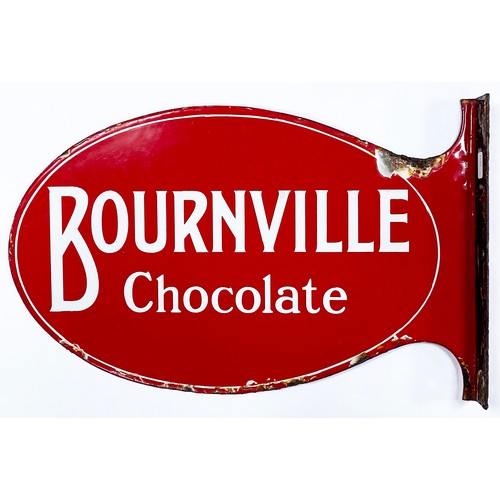 348 - BOURNEVILLE CHOCOLATE ENAMEL SIGN. 13 x 8.25ins. Sister to previous lot? Small double sided cut out ... 