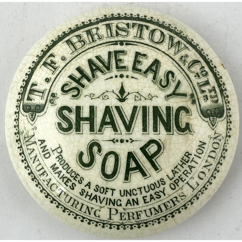 13 - LONDON SHAVING SOAP. 3.3ins diam, domed top, green transfer. Impressive T F Bristow/ Manufacturing P... 