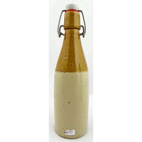 20 - KIRKCALDY GINGER BEER BOTTLE. 9.1ins tall, ch., t.t., swing stopper closure. Three impressed lines i... 