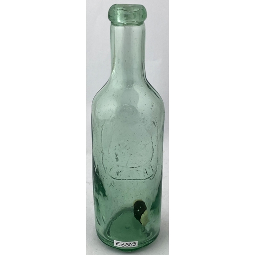 28 - TAPPS PATENT BOTTLE. 8.4ins tall, aqua glass. Extraordinary cylinder with long neck, squat blob lip ... 