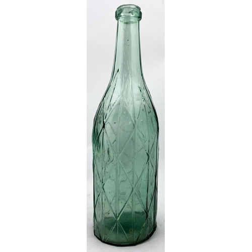 70 - GOLDFIELDS SALAD OIL BOTTLE. 10.6ins tall, ch., sheared lip (seems shallow?), 26oz capacity. Strong ... 