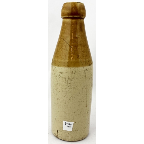 85 - GRIMSBY & LONDON ECONOMIC SUPPLY GINGER BEER BOTTLE. 8ins tall. t.t,ch. Strong black crisp transfer ... 