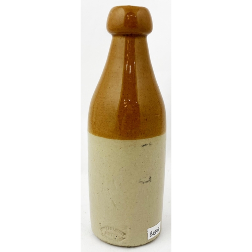 90 - BRADFORD GINGER BEER BOTTLE. 7.75ins tall, t.t, ch. Strong, crisp black transfer W.E. RYDER & SONS/ ... 