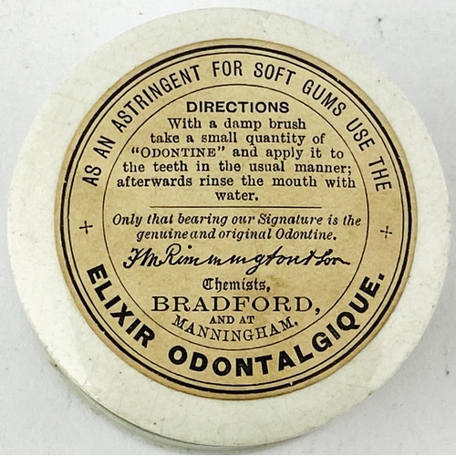 100 - BRADFORD POT LID. 2.5ins diam. Paper labels unbroken) to top & sides joining both together - origina... 