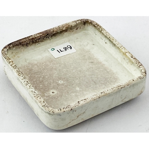 117 - TODMORDEN TOOTH PASTE POT LID. 2.4ins square. Very decorative outer border with ten lines of writing... 