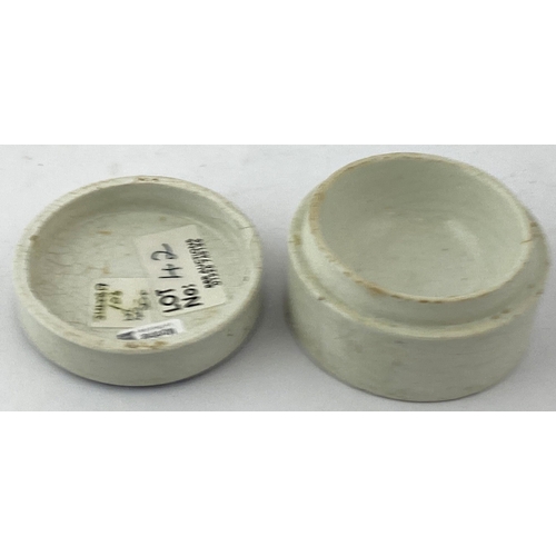 119 - COLWYN BAY TOOTH PASTE POT LID & BASE. 2.6ins diam. Delightful North Walian Dispensing Chemist lid &... 