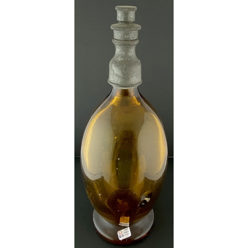 127 - DUNFERMLINE SODA SYPHON. 10.9ins tall. Extraordinary pear shape, red amber glass, wide flared foot. ... 