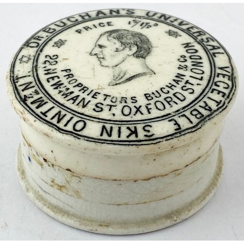 147 - DR BUCHANS UNIVERSAL VEGETABLE SKIN OINTMENT POT LID & BASE. 1.75ins diam. Large profile image to ce... 