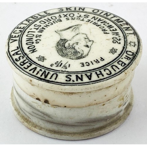 147 - DR BUCHANS UNIVERSAL VEGETABLE SKIN OINTMENT POT LID & BASE. 1.75ins diam. Large profile image to ce... 