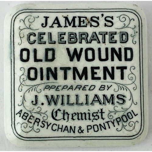 151 - ABERSYCHAN & PONTYPOOL OLD WOUND OINTMENT POT LID. 2.6ins square. A scarce two town South Walian oin... 