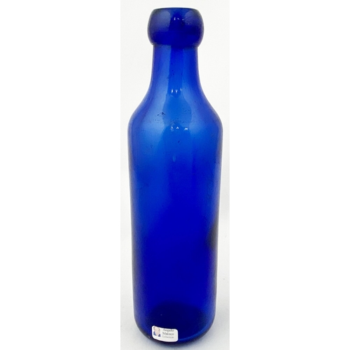 180 - NEWCASTLE BLUE CYLINDER BOTTLE. (p54 Nothing But the Blues). 8.5ins tall. Bright cobalt blue glass u... 