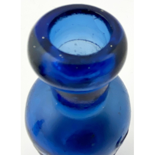 181 - NEWCASTLE BLUE CYLINDER BOTTLE. (p102 Nothing But the Blues)6.5ins tall. Upright 6oz size cobalt gla... 