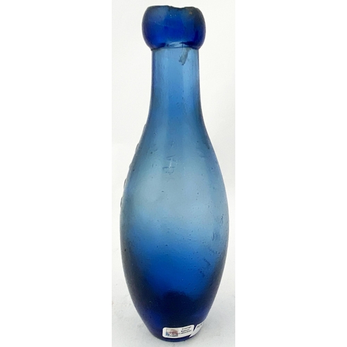 182 - NEWCASTLE BLUE GLASS SKITTLE BOTTLE. (p34 Nothing But the Blues). 7.2ins tall. Upright cobalt blue, ... 