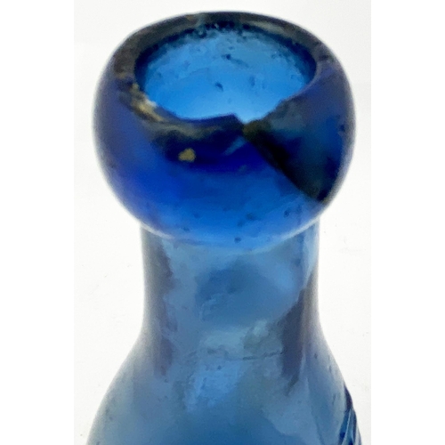 182 - NEWCASTLE BLUE GLASS SKITTLE BOTTLE. (p34 Nothing But the Blues). 7.2ins tall. Upright cobalt blue, ... 