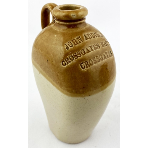 191 - CROSSGATES MINI FLAGON. 5.85ins tall, flat sided t.t. shape, rear thin looped handle. Shoulder boldl... 