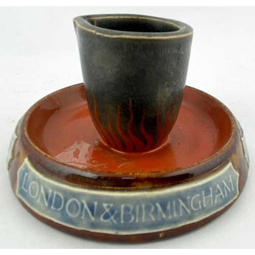 194 - DOULTON & CO PROMOTIONAL CRUCIBLE ASHTRAY. 4.3ins diam base. Heavy stoneware ashtray, centre featuri... 