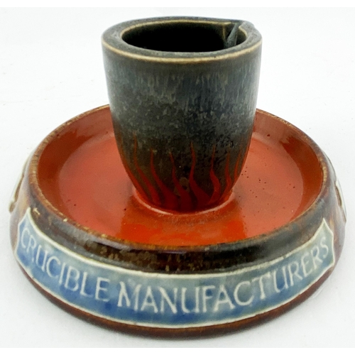 194 - DOULTON & CO PROMOTIONAL CRUCIBLE ASHTRAY. 4.3ins diam base. Heavy stoneware ashtray, centre featuri... 