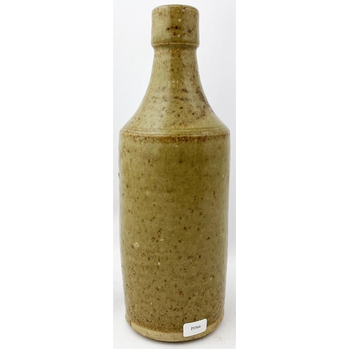 195 - MALTON PORTER SLAB SEAL BOTTLE. 8.5ins tall, brown/ grey green glaze stoneware porter bottle. Large ... 