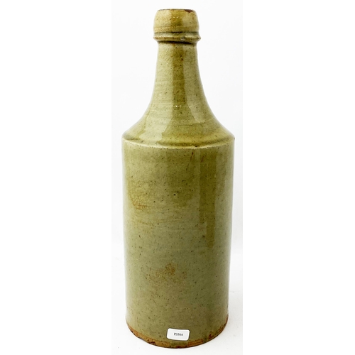 196 - MALTON PORTER SLAB SEAL BOTTLE. 10.3ins tall, grey/ green glaze stoneware porter bottle. Large slab ... 