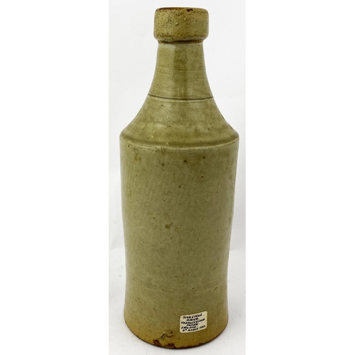 198 - FRAMLINGHAM SLAB SEALED. 8.3ins tall, ch., cylinder. Mid grey/ green type body glaze. Oval cut out s... 