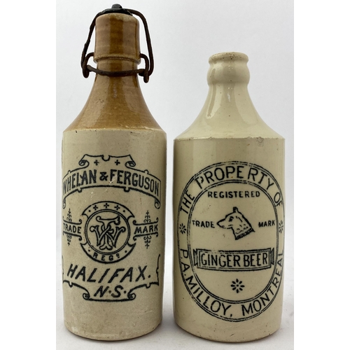 300 - OVERSEAS GINGER BEER DUO. Tallest 8ins. WHELAN & FERGUSON, HALIFAX N.S plus P.A.MILLOY, MONTREAL. Bu... 