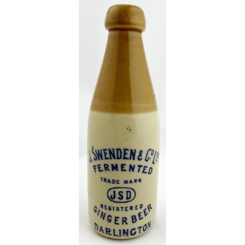 436 - DARLINGTON GINGER BEER. 8ins. T.t, ch, blue transfer. J. SWENDEN & CO LTD. Grey rear p.m. Minor lip ... 