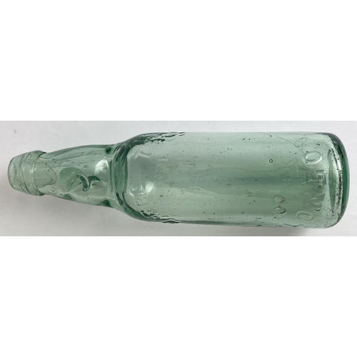 571 - LONDON BARRETT CODD BOTTLE. 9ins tall. Faint embossing to back & front. Lip nibbles & surface scratc... 