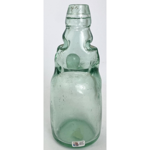 578 - RELIANCE DUMPY CODD BOTTLE. 7.5ins. Aqua glass, embd RELIANCE PATENT/ DAN RYLANDS/ BARNSLEY. Surfac... 