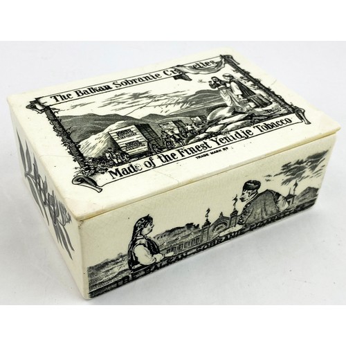 411 - BALKAN SOBRANIE CIGARETTE BOX DUO. Largest 6 x 4ins. Off white, black transfer, underside paper labe... 