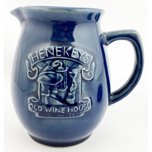 408 - BOURNE DENBY PUB GROUP. Largest 5.5ins. Blue glaze, embossed. 2 ashtrays HENEKEYS & MACKESONS, HENEK... 