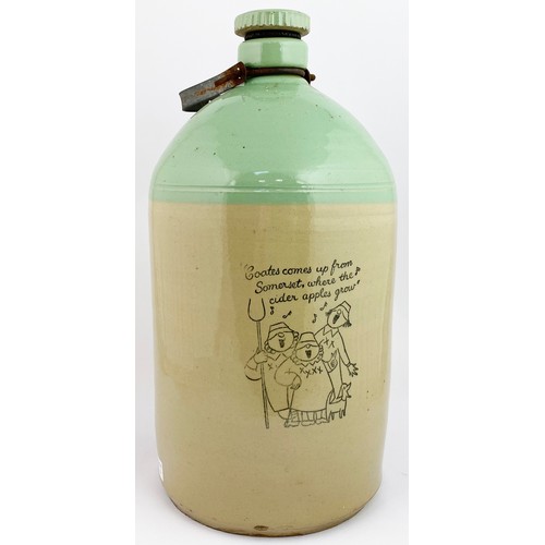 362 - SOMERSET CIDER FLAGON. 17ins tall.T.t, black transfer both sides with singers, top handle. Couple of... 