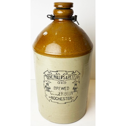 460 - ROCHESTER FLAGON. 17ins tall. T.t. Dove, Phillips & Pett Ltd,, wooden tap.