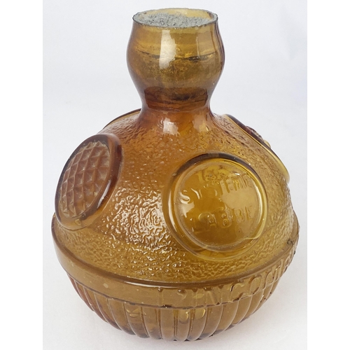 6 - SYSTEM LABBE FIRE GRENADE.. 5.75ins tall. Light amber glass. Embossed centre band INCOMBUSTIBILITE/ ... 