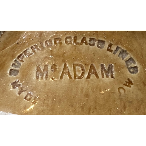 7 - IRISH FLAT SIDED FLAGON. 12.9ins tall. Flat sided t.t. flagon, rear handle, cork lip. Three lines im... 