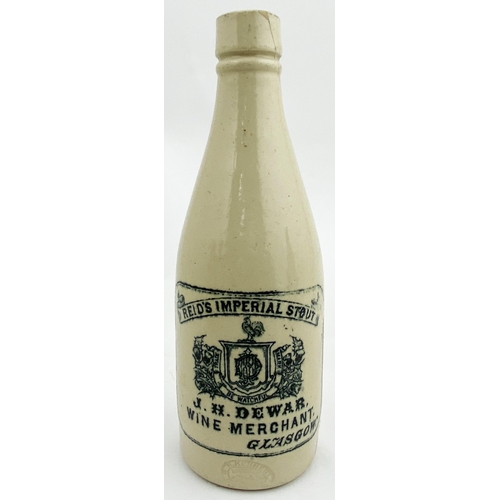 17 - GLASGOW GINGER BEER BOTTLE. 8.7ins tall, stumpy ch. shape, all white, chisel cork lip (side hairline... 