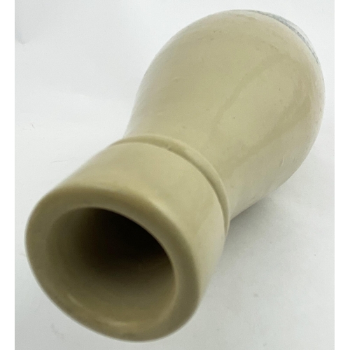 18 - GLASGOW GINGER BEER BOTTLE. 8.7ins tall, stumpy ch. shape, all white, blue transfer, chisel cork lip... 