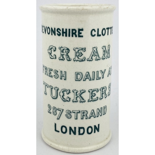 22 - DEVONSHIRE CLOTTED CREAM POT. 4.8ins tall. Large size, printed both sides in strong green - six line... 
