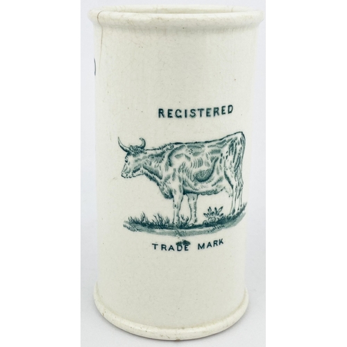 22 - DEVONSHIRE CLOTTED CREAM POT. 4.8ins tall. Large size, printed both sides in strong green - six line... 