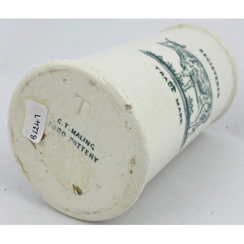 22 - DEVONSHIRE CLOTTED CREAM POT. 4.8ins tall. Large size, printed both sides in strong green - six line... 