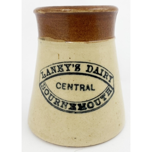 29 - BOURNEMOUTH CREAM POT. 2.9ins tall, off white waisted form with brown top section LANEYS/ DAIRY. Som... 