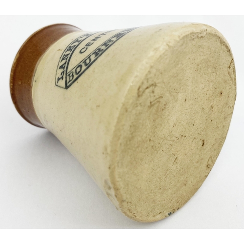 29 - BOURNEMOUTH CREAM POT. 2.9ins tall, off white waisted form with brown top section LANEYS/ DAIRY. Som... 