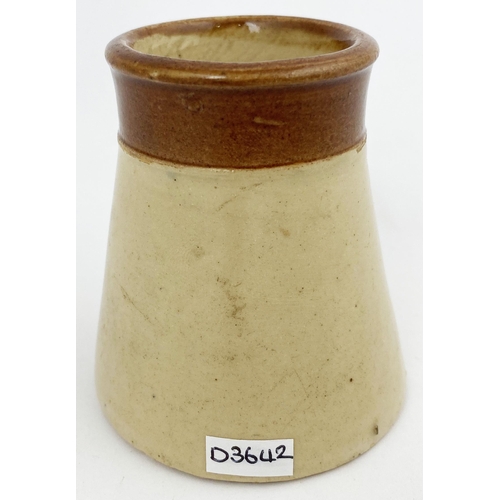 29 - BOURNEMOUTH CREAM POT. 2.9ins tall, off white waisted form with brown top section LANEYS/ DAIRY. Som... 