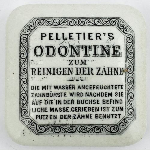 45 - PELLETIERS ODONTINE POT LID. 2.5ins diam. Square with pronounced rounded corners. Reinigen Der Zahne... 