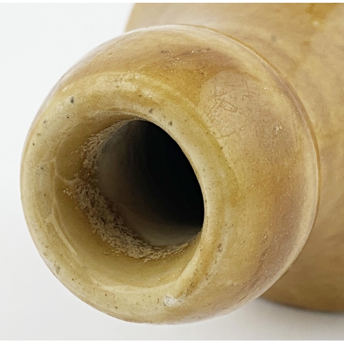 155 - THIRSK GINGER BEER BOTTLE. 7.1ins tall, std, t.t., bright blue transfer E JOHNSON/ MARKET PLACE. Som... 