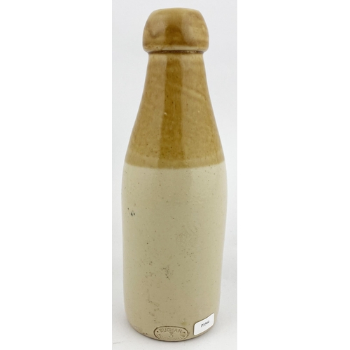 160 - CHESTER LE STREET GINGER BEER BOTTLE. 7.9ins tall, ch., t.t., cork closure, Buchan p.m. ROBERT F GIB... 