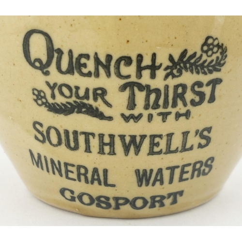 167 - GOSPORT MINERAL WATERS ADVERTISING JUG. 6ins tall, bulbous bodied jug, lower cream colour, top area ... 