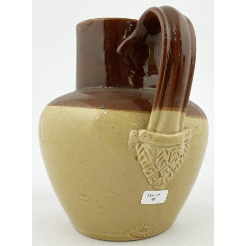 167 - GOSPORT MINERAL WATERS ADVERTISING JUG. 6ins tall, bulbous bodied jug, lower cream colour, top area ... 